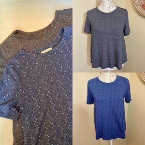 Zara Bundle of 2 T-shirts. Blue & Black & White Patterned Tees. Size Med…